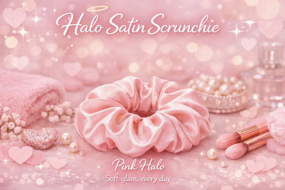 ⭐ Halo Pink Soft‑Glam Scrunchie Trio