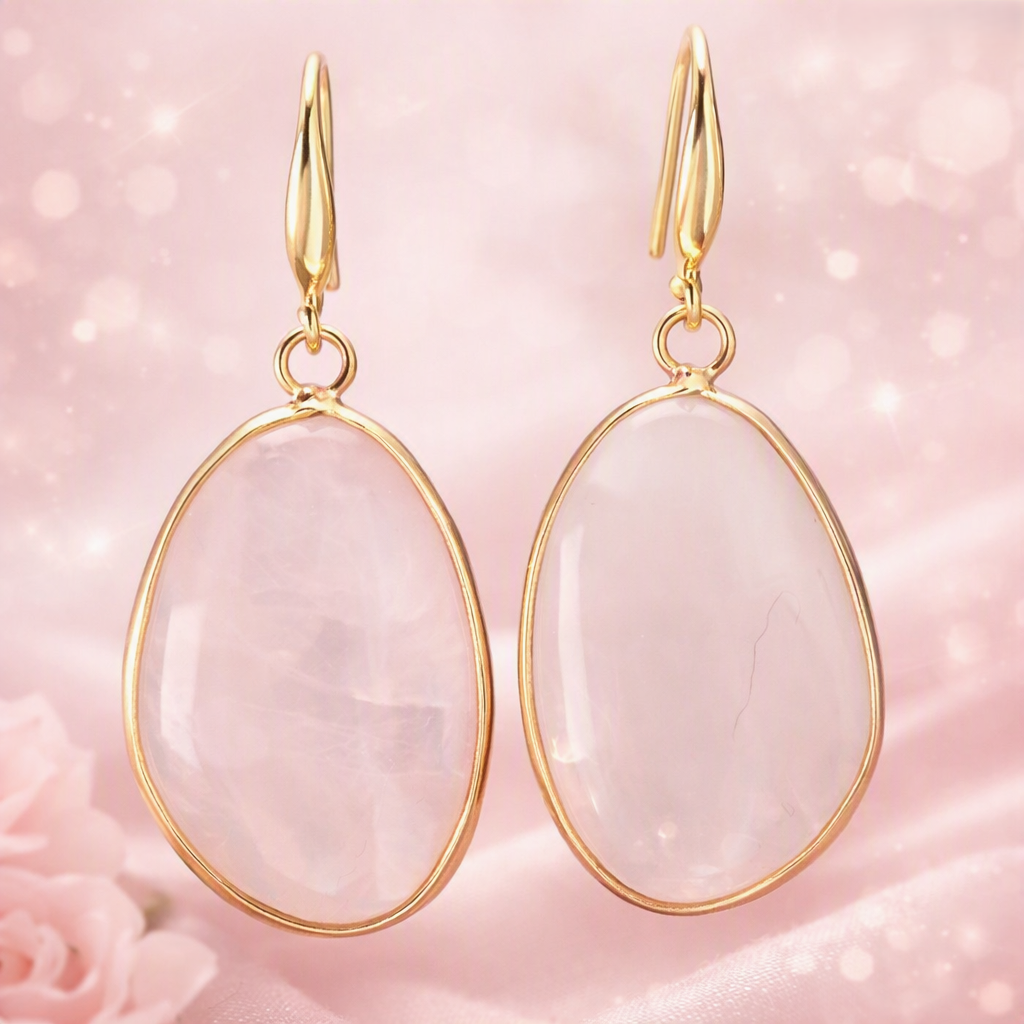 ⭐ Halo RoseDream Earrings – Rose Quartz