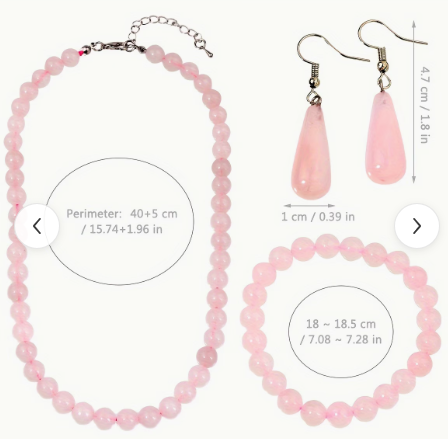 ⭐ Halo RoseGlow Set – Rose Quartz Beaded Necklace, Bracelet & Earrings