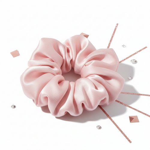 ⭐ Halo Pink Soft‑Glam Scrunchie Trio